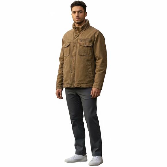 Levi's Other - Levi’s Canvas Quilted Utility Trucker Jacket Brown Size XXL